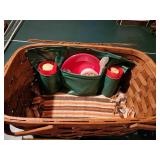Vintage Woven Picnic Basket with Dining Accessories