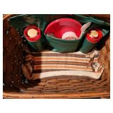 Vintage Woven Picnic Basket with Dining Accessories