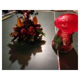 Decorative Table Centerpiece and Red Vase Set