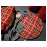 Vintage Set of Red Plaid Thermos and Canteens