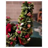Festive Holiday Decoration Set with Artificial Topiary
