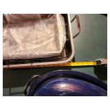 Set of Enamel Blue Casserole Dish and Metal Roasting Pan with Rack