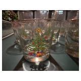 Set of 17 Holiday Glassware with Festive Tree Design
