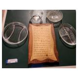 Vintage Clear Glass Serving Dishes with Love Quote Decor