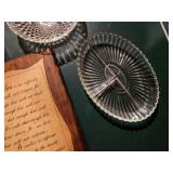 Vintage Clear Glass Serving Dishes with Love Quote Decor