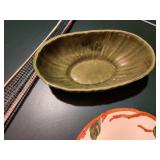 Franciscan Hand-Decorated Plate and Haeger Green Bowl Set