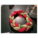 Vintage Angel Doll and Braided Christmas Wreath with Glass Tree