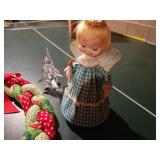 Vintage Angel Doll and Braided Christmas Wreath with Glass Tree