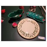 Festive Christmas Tableware Set with Holly and Snowman Designs