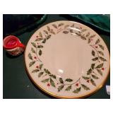 Festive Christmas Tableware Set with Holly and Snowman Designs