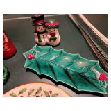 Festive Christmas Tableware Set with Holly and Snowman Designs