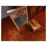 Vintage Wooden Washboard and Shoe Polish Kit