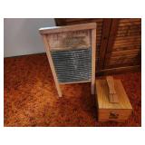 Vintage Wooden Washboard and Shoe Polish Kit