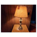 Vintage Brass Table Lamp with Pleated Shade, 31" Tall