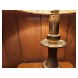 Vintage Brass Table Lamp with Pleated Shade, 31" Tall