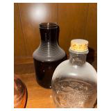 Set of 3 Vintage Copper Teapot and Glass Bottles