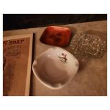 Antique Pears Soap Ad, Vintage Green Glass, and Decorative Dishes