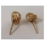 Pair of 14k Gold Knot Earrings