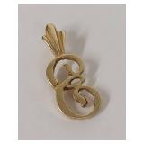 14k Gold Script Initial Pendant
