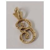 14k Gold Script Initial Pendant