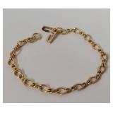 Gold-Filled Bracelet Set with Knotted Faux Pearl Necklace and Brooch