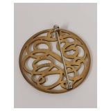 Gold-Filled Bracelet Set with Knotted Faux Pearl Necklace and Brooch