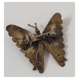 Vintage Sterling Silver Butterfly Brooch with Turquoise Accents