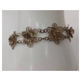 Delicate Vintage Silver Filigree Floral Bracelet - Tested 80%+ Silver