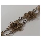 Delicate Vintage Silver Filigree Floral Bracelet - Tested 80%+ Silver