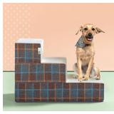 ZINUS Pet Stairs, Medium, Blue Plaid
