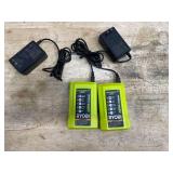 Lot of 2 - RYOBI GEN2 Lithium-ion 40 Volt 40v Slim Line Compact Battery Charger OP404