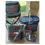 6-Piece Picnic Set: Large Cooler, Lunch Box, Blanket, Pouches (Monogrammed "K")