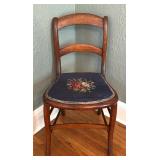 Beautiful Needlepoint Accented Vintage Wooden Chair