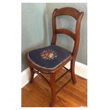 Beautiful Needlepoint Accented Vintage Wooden Chair