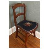 Beautiful Needlepoint Accented Vintage Wooden Chair