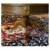 Vintage Round Coffee Table with Wooden Pedestal Base