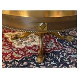 Vintage Round Coffee Table with Wooden Pedestal Base