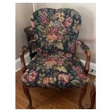 Pair of Vintage Queen Ann Style Armchairs with Floral Upholstery