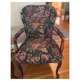 Pair of Vintage Queen Ann Style Armchairs with Floral Upholstery