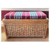 Durban Collection Handmade Wicker Storage Bench with Cushion