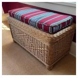 Durban Collection Handmade Wicker Storage Bench with Cushion