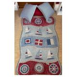 Copper & Moo Nautical Rug with Three Coordinating Accent Pillows