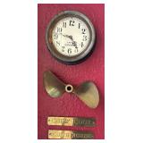 Vintage Lake Superior Nautical Clock, Propeller and Nameplates