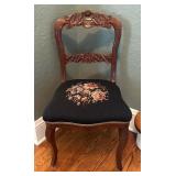Lovely Needlepoint Accented Vintage Wooden Chair