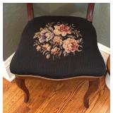 Lovely Needlepoint Accented Vintage Wooden Chair