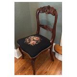 Lovely Needlepoint Accented Vintage Wooden Chair