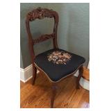 Lovely Needlepoint Accented Vintage Wooden Chair