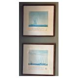 Columbia and Enterprise Ship Prints by Nathanial Green Herreshoff
