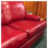 Red Leather Campbell Sofa, 3-Seat with Cushions
