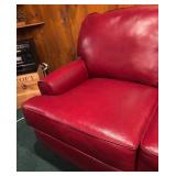 Red Leather Campbell Sofa, 3-Seat with Cushions